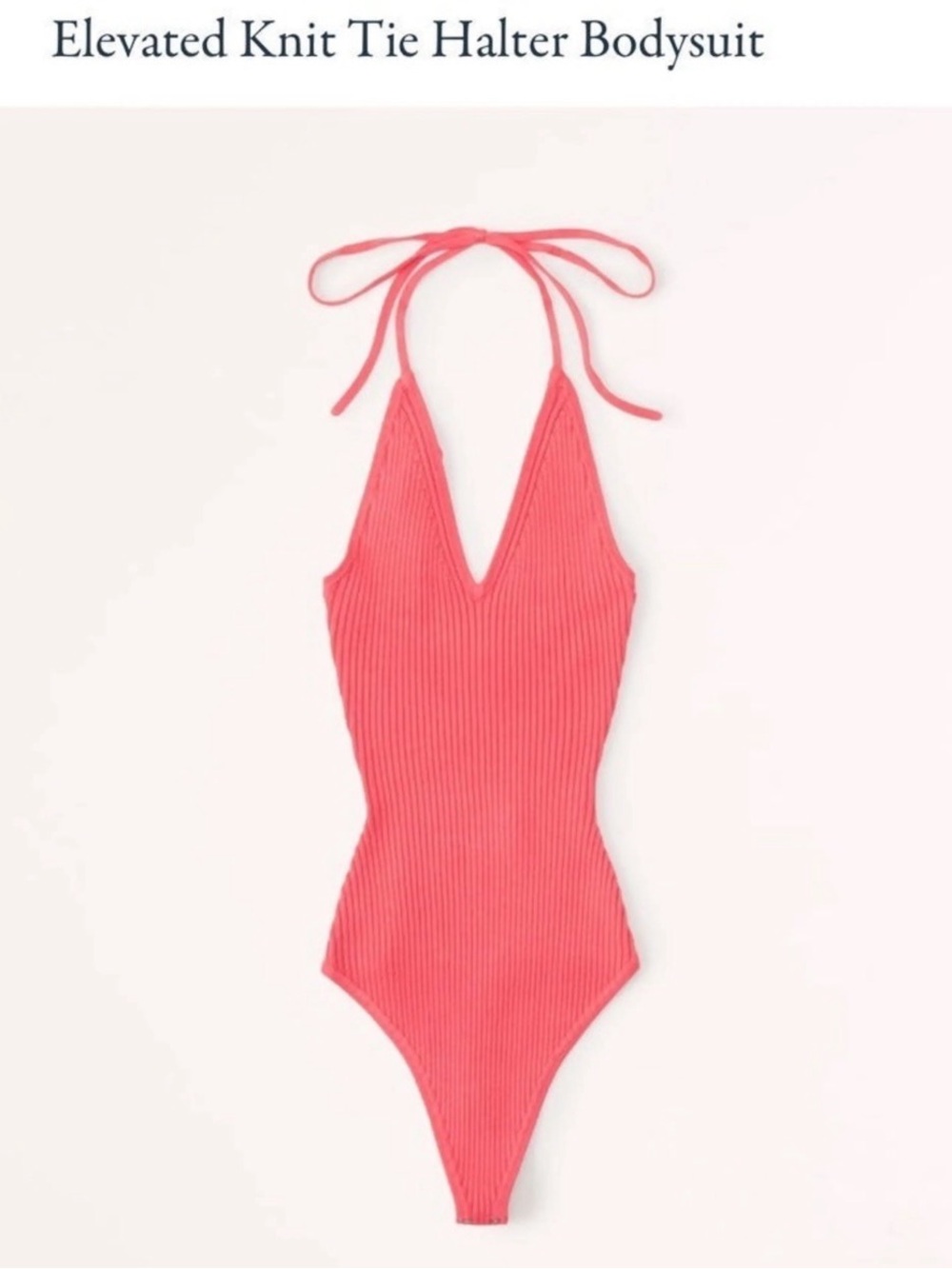 NWOT- Abercrombie & Fitch Hot Coral Ribbed Halter Bodysuit